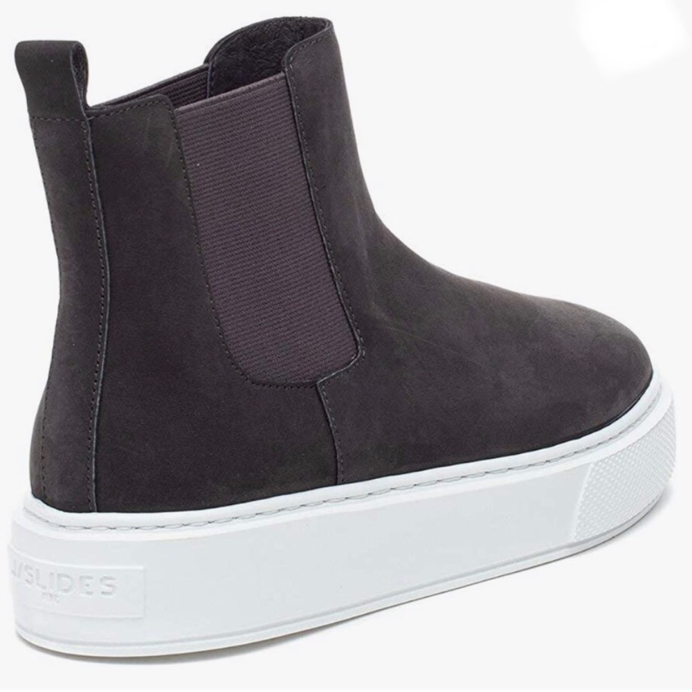 J/SLIDES NYC Dani Chelsea Gray Nubuck Suede Platform Slip On Bootie Sze 8.5 NIB - Picture 2 of 15